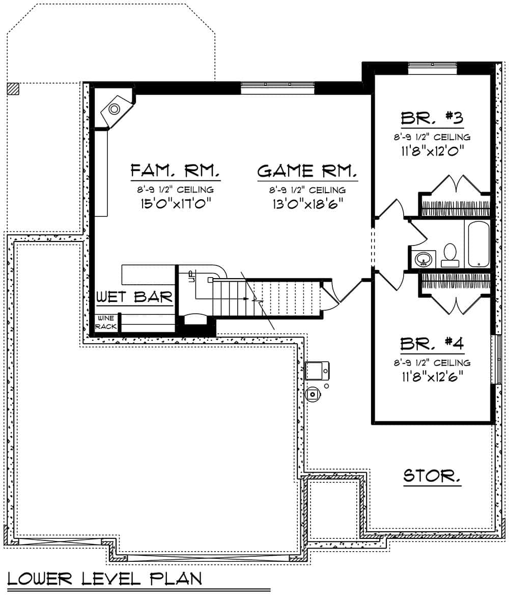 Basement of Farmhouse Plan #101-2074