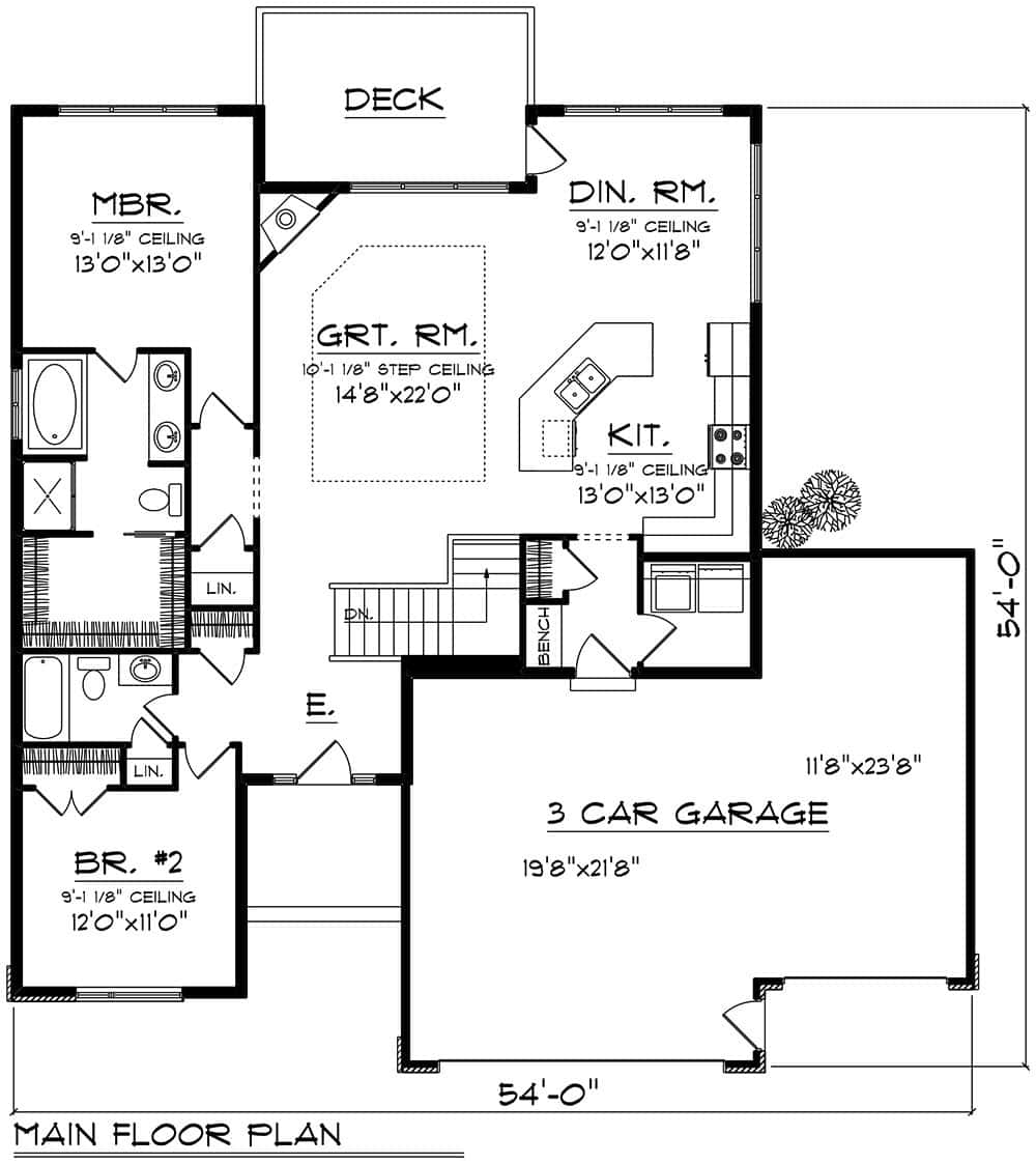 Main Level of Modern Plan #101-2081