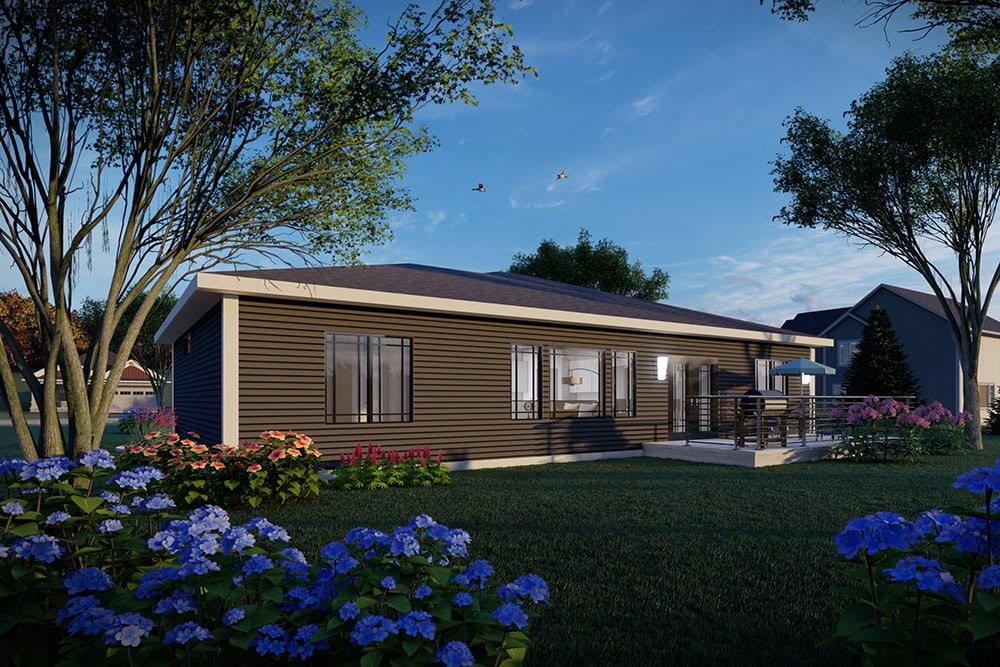 Rear View of this 3-Bedroom,1583 Sq Ft Plan -101-2087