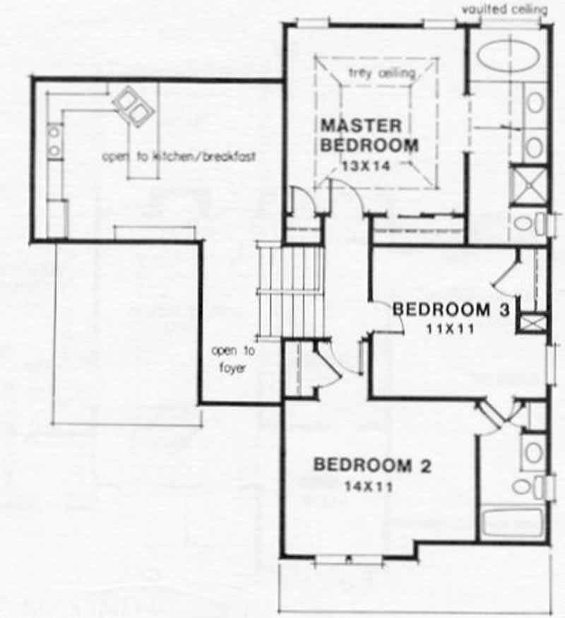 Floor Plan Second Story of European Plan #102-1011