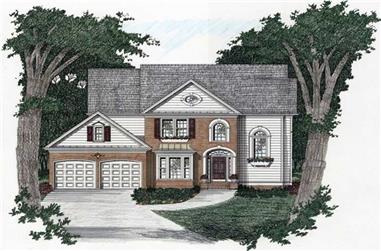 4-Bedroom, 2545 Sq Ft Traditional Home Plan - 102-1036 - Main Exterior