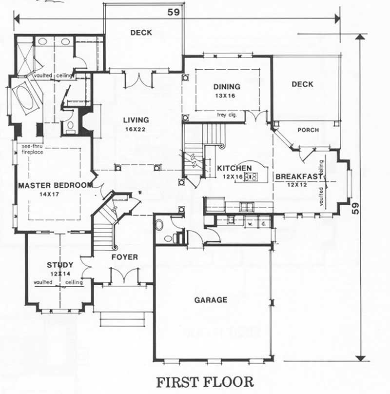 Floor Plan First Story of Colonial Plan #102-1064