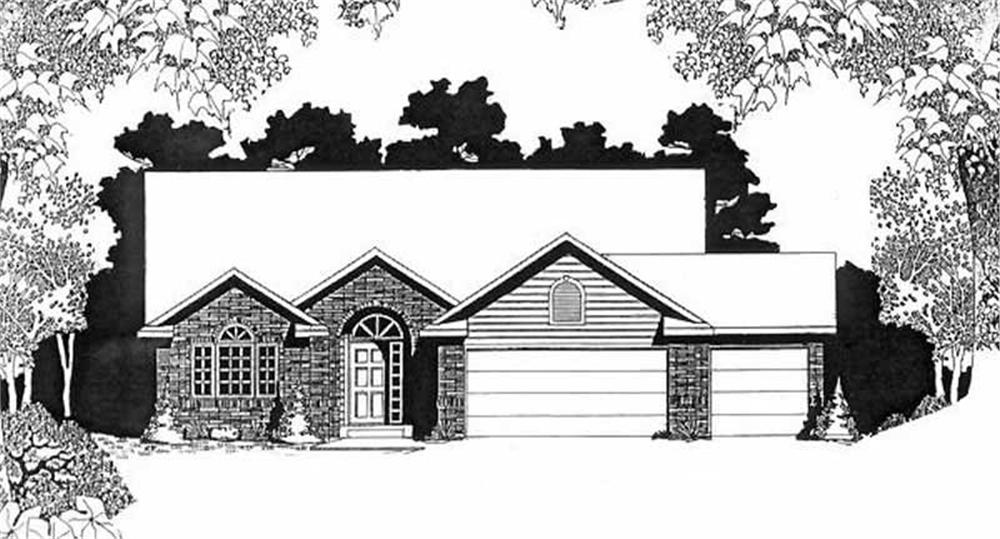 Front elevation of Ranch home (ThePlanCollection: House Plan #103-1000)