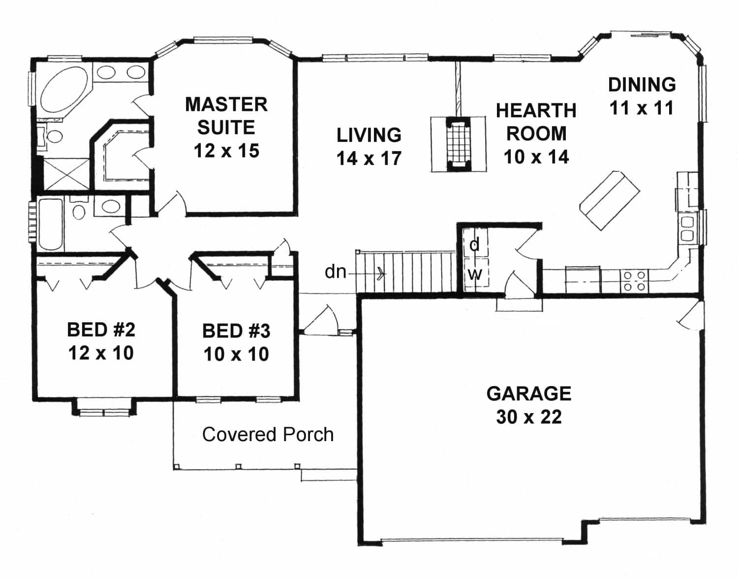 Floor Plan First Story of Ranch Plan #103-1004