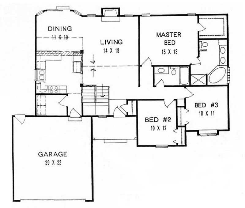 Floor Plan First Story of Ranch Plan #103-1012