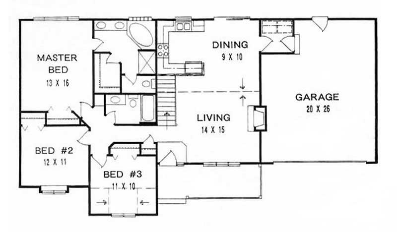 Floor Plan First Story of Ranch Plan #103-1017
