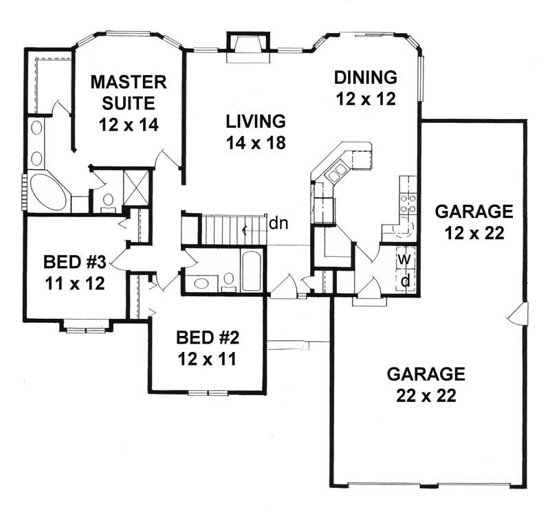 Floor Plan First Story of Small House Plans #103-1030