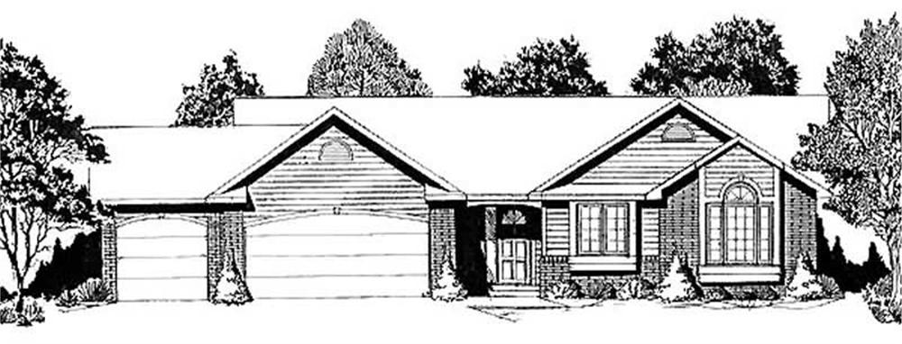 Front elevation of Ranch home (ThePlanCollection: House Plan #103-1038)