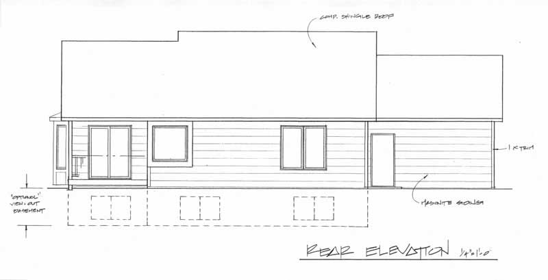 Home Plan Rear Elevation of this 2-Bedroom,1333 Sq Ft Plan -103-1046