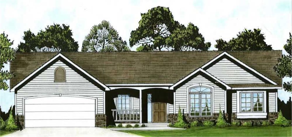 Front elevation of Ranch home (ThePlanCollection: House Plan #103-1075)