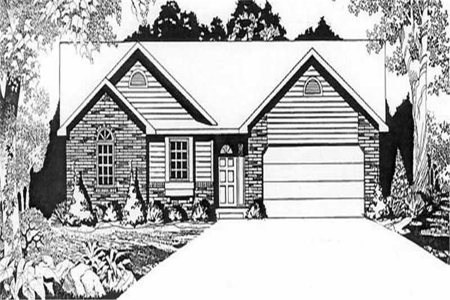 3-Bedroom, 1242 Sq Ft Ranch House Plan - 103-1076 - Front Exterior