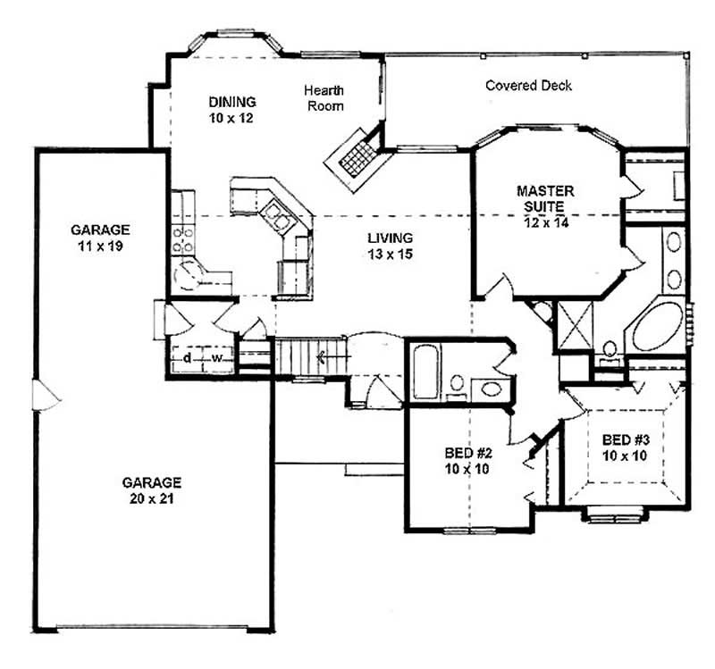 Floor Plan First Story of Ranch Plan #103-1083
