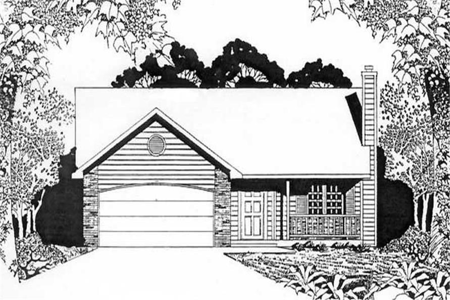 2-Bedroom, 1075 Sq Ft Ranch House Plan - 103-1098 - Front Exterior