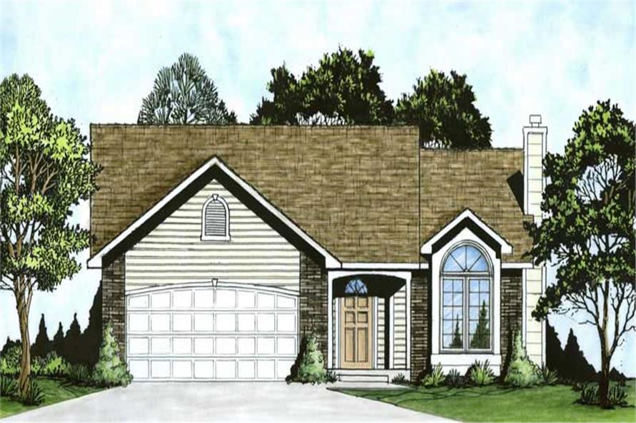 2-Bedroom, 1103 Sq Ft Ranch House Plan - 103-1101 - Front Exterior