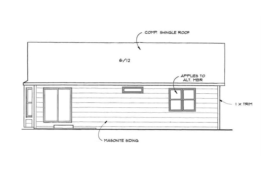 Home Plan Rear Elevation of this 2-Bedroom,880 Sq Ft Plan -103-1114