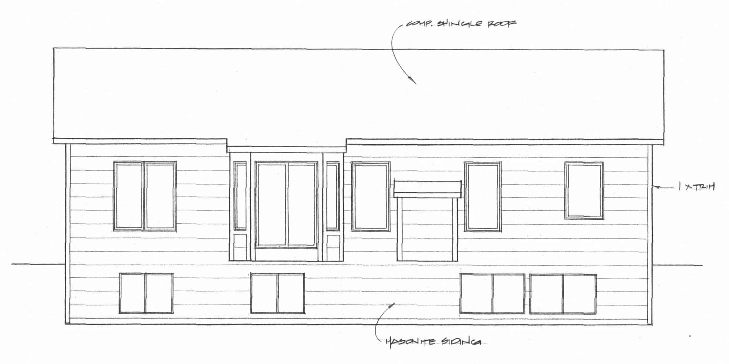 Home Plan Rear Elevation of this 3-Bedroom,1108 Sq Ft Plan -103-1119