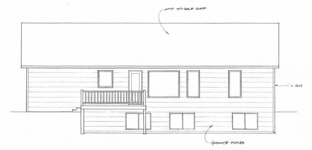 Home Plan Rear Elevation of this 2-Bedroom,1158 Sq Ft Plan -103-1120