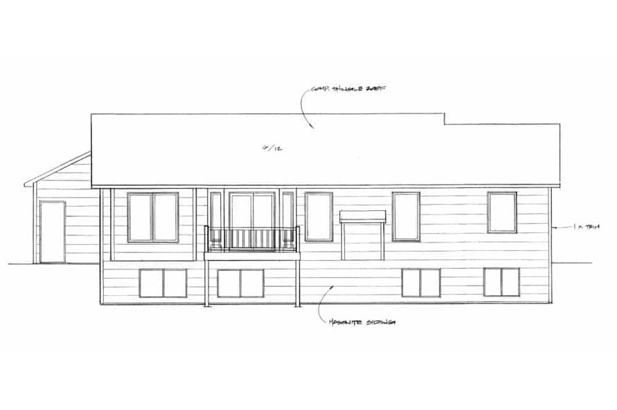 Home Plan Rear Elevation of this 3-Bedroom,1224 Sq Ft Plan -103-1123