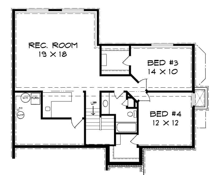 Floor Plan Basement of Ranch Plan #103-1124