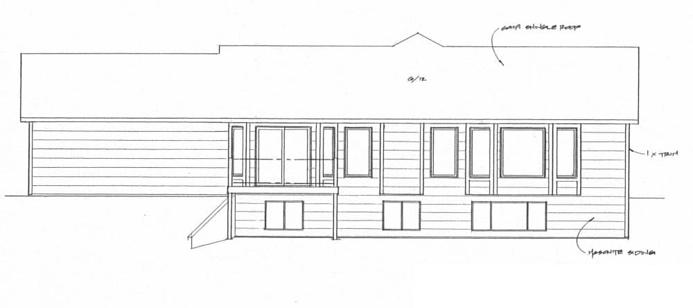 Home Plan Rear Elevation of this 3-Bedroom,1236 Sq Ft Plan -103-1125