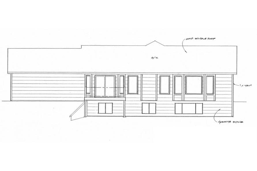 Home Plan Rear Elevation of this 3-Bedroom,1236 Sq Ft Plan -103-1125