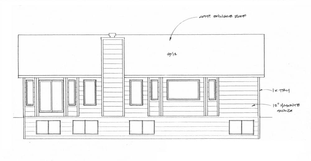 Home Plan Rear Elevation of this 2-Bedroom,1273 Sq Ft Plan -103-1126