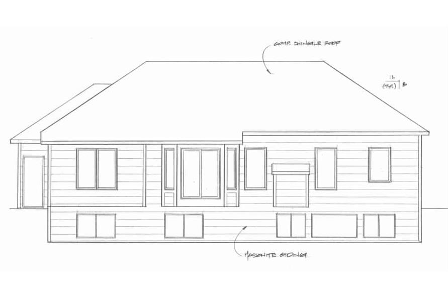 Home Plan Rear Elevation of this 3-Bedroom,1315 Sq Ft Plan -103-1130