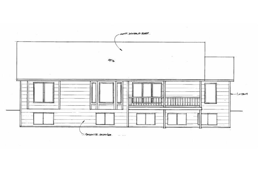 Home Plan Rear Elevation of this 3-Bedroom,1460 Sq Ft Plan -103-1142