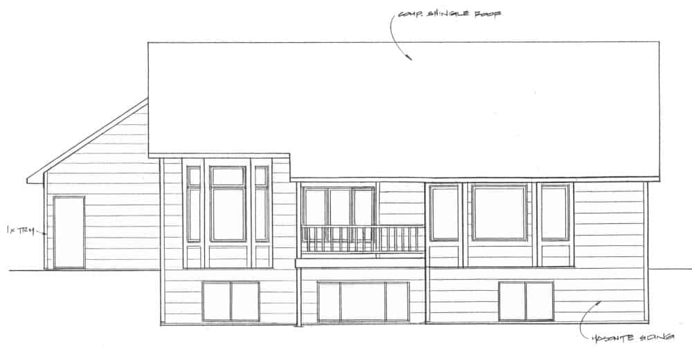 Home Plan Rear Elevation of this 3-Bedroom,1476 Sq Ft Plan -103-1145