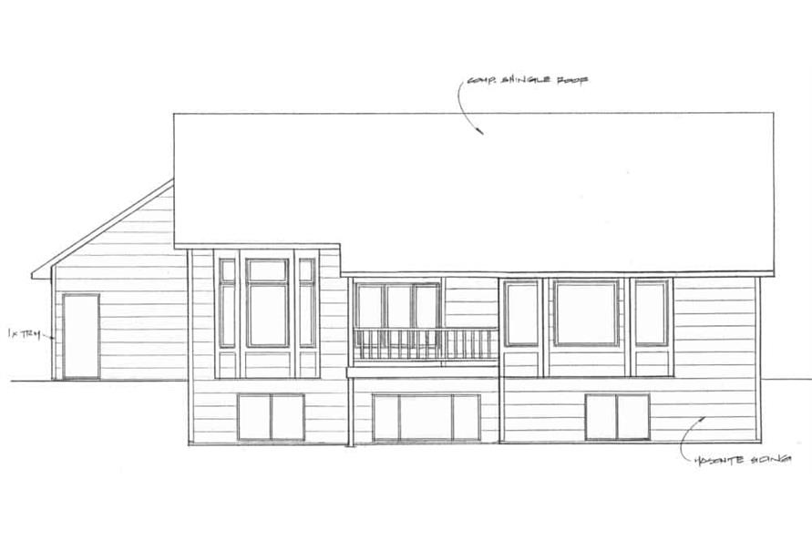 Home Plan Rear Elevation of this 3-Bedroom,1476 Sq Ft Plan -103-1145