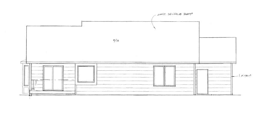 Home Plan Rear Elevation of this 3-Bedroom,1484 Sq Ft Plan -103-1146