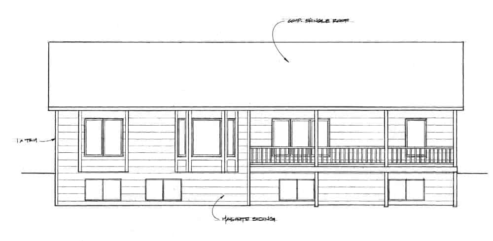 Home Plan Rear Elevation of this 3-Bedroom,1500 Sq Ft Plan -103-1148