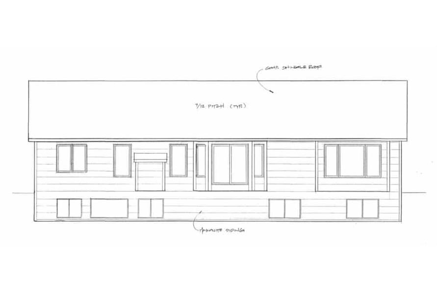Home Plan Rear Elevation of this 3-Bedroom,1550 Sq Ft Plan -103-1152