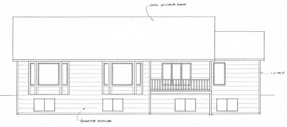 Home Plan Rear Elevation of this 3-Bedroom,1625 Sq Ft Plan -103-1159