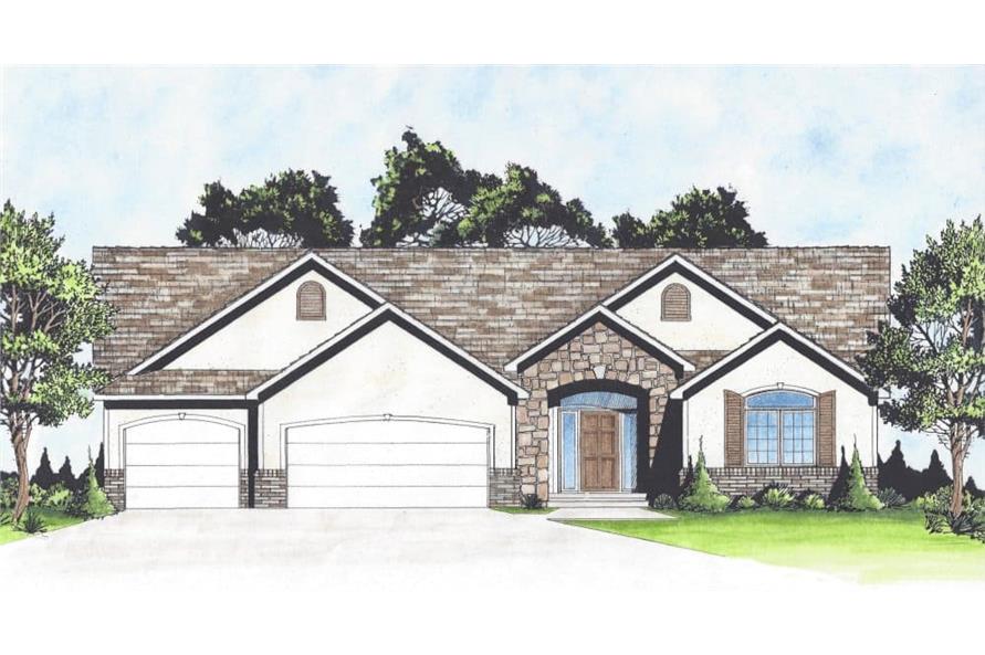 Traditional style home (ThePlanCollection: Plan #103-1163)