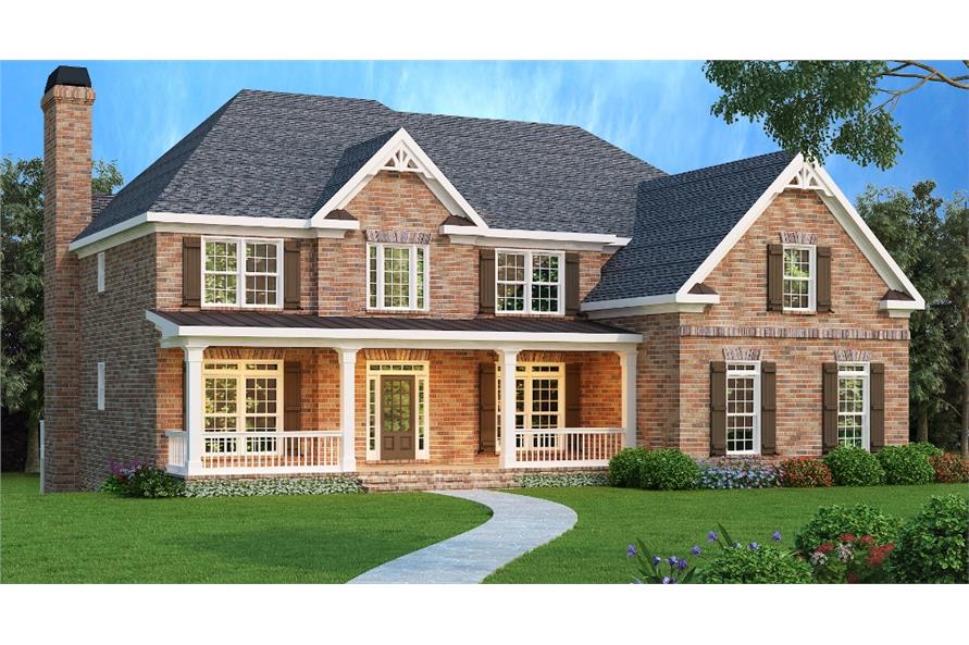 5-Bedroom, 3919 Sq Ft Colonial Home Plan - 104-1053 - Main Exterior