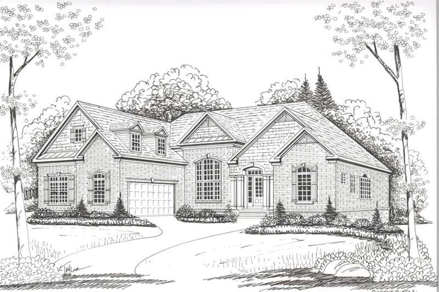 Home Plan Front Elevation of this 3-Bedroom,2397 Sq Ft Plan -104-1104