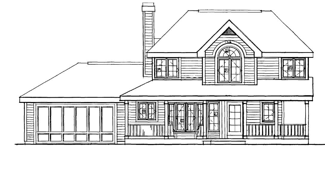 Home Plan Front Elevation of this 3-Bedroom,1522 Sq Ft Plan -105-1004
