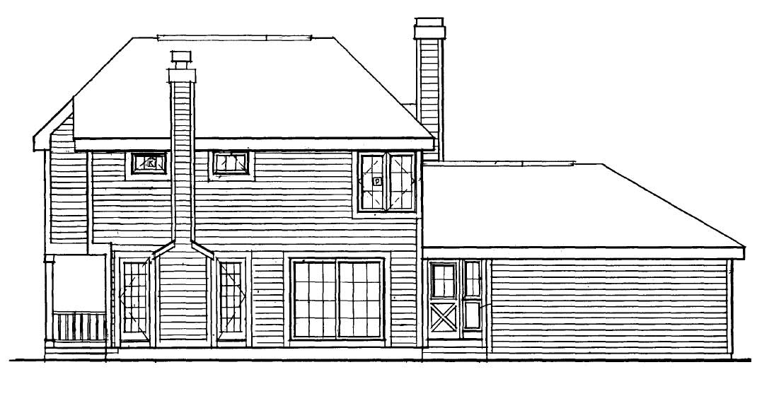 Home Plan Rear Elevation of this 3-Bedroom,1522 Sq Ft Plan -105-1004
