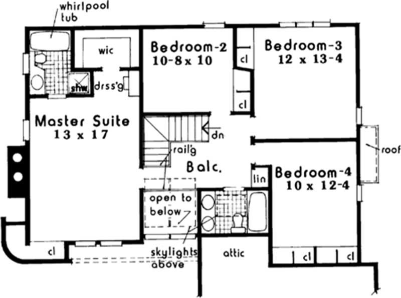 Floor Plan Second Story of Modern Plan #105-1006