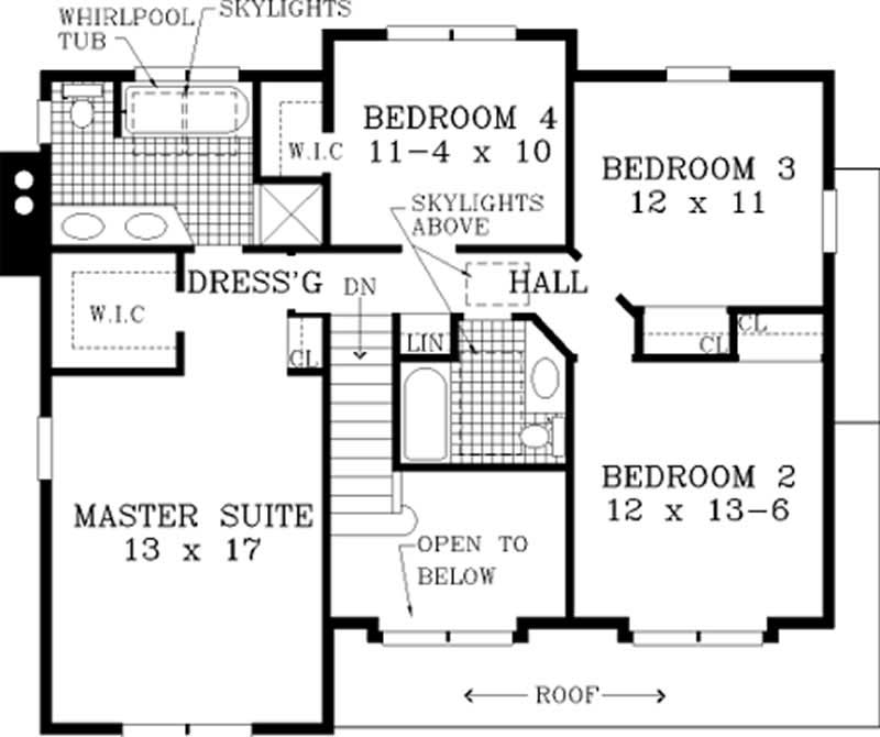 Floor Plan Second Story of Country Plan #105-1038