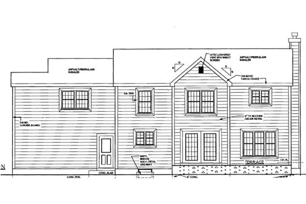 Home Plan Rear Elevation of this 4-Bedroom,2270 Sq Ft Plan -105-1045