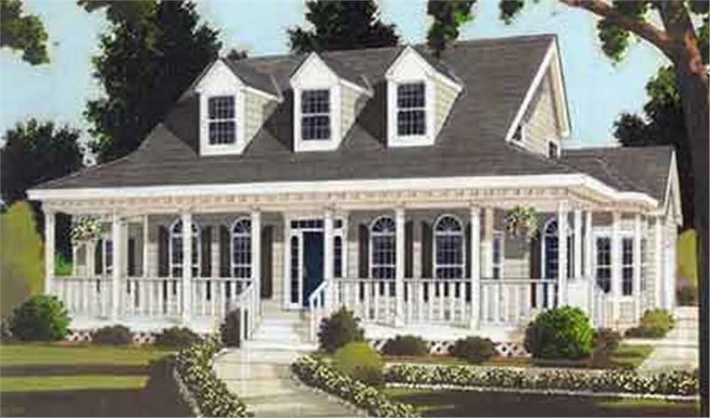 Front elevation of Colonial home (ThePlanCollection: House Plan #105-1068)