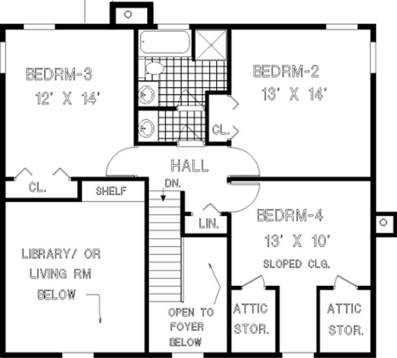 Floor Plan Second Story of Country Plan #105-1073