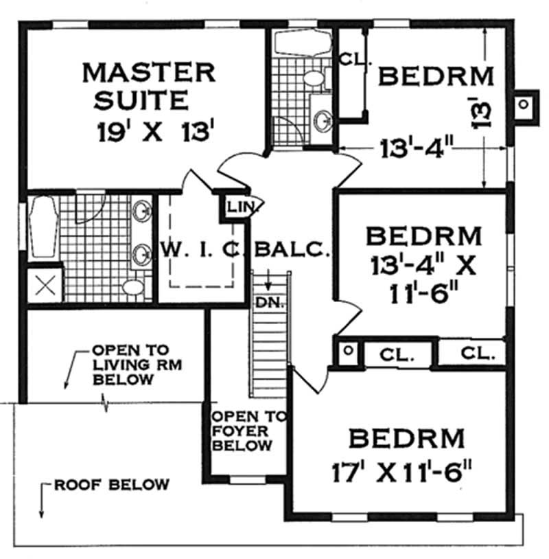 Floor Plan Second Story of Country Plan #105-1082