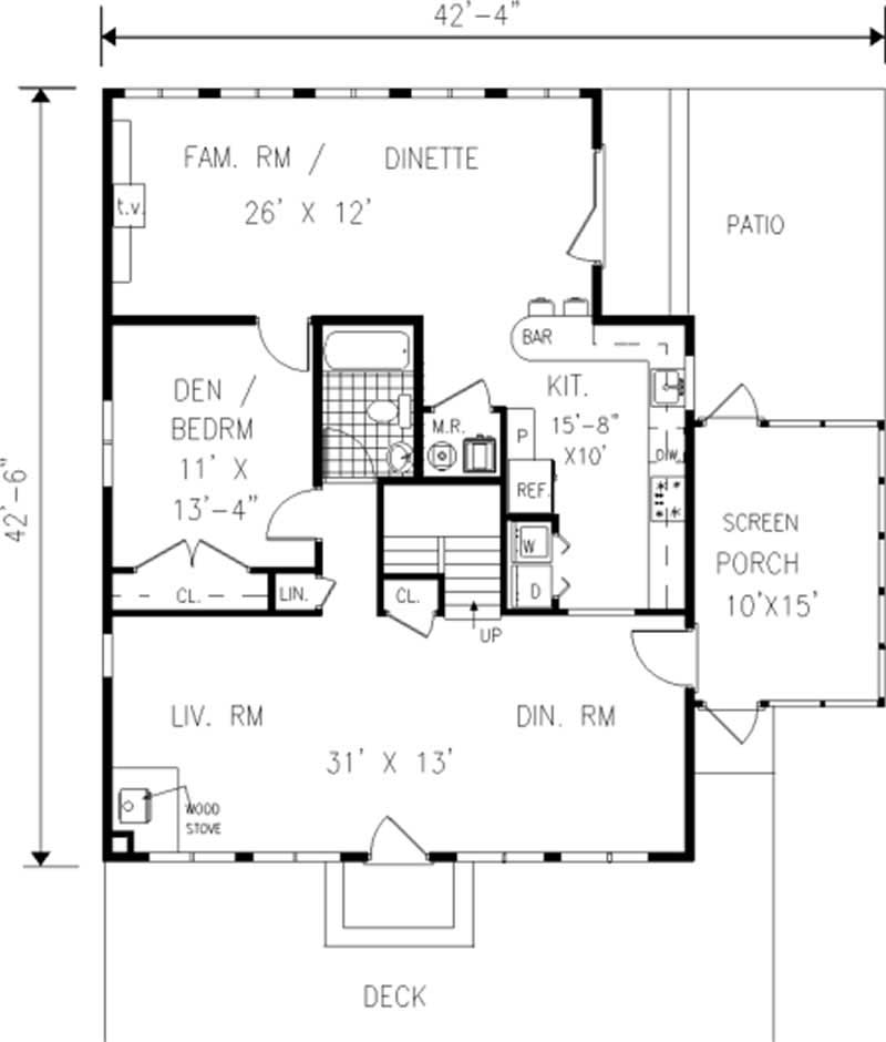 Floor Plan First Story of Colonial Plan #105-1085