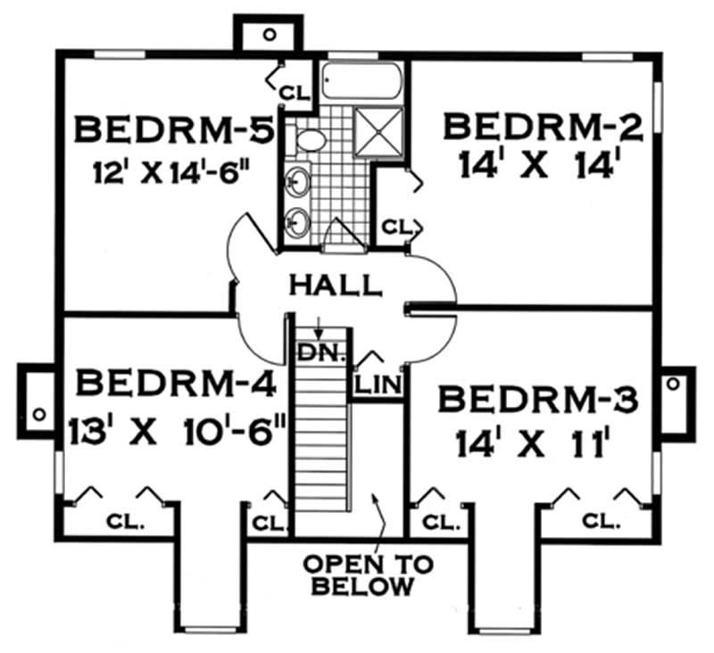 Floor Plan Second Story of Country Plan #105-1092