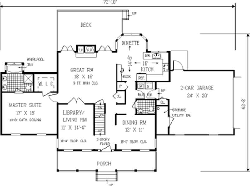 Floor Plan First Story of Country Plan #105-1107