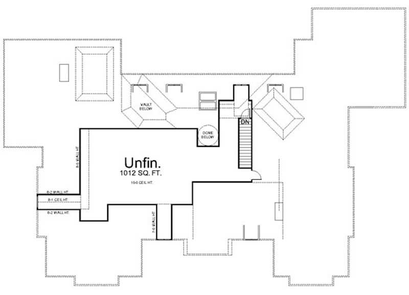 Floor Plan Second Story of European Plan #106-1002