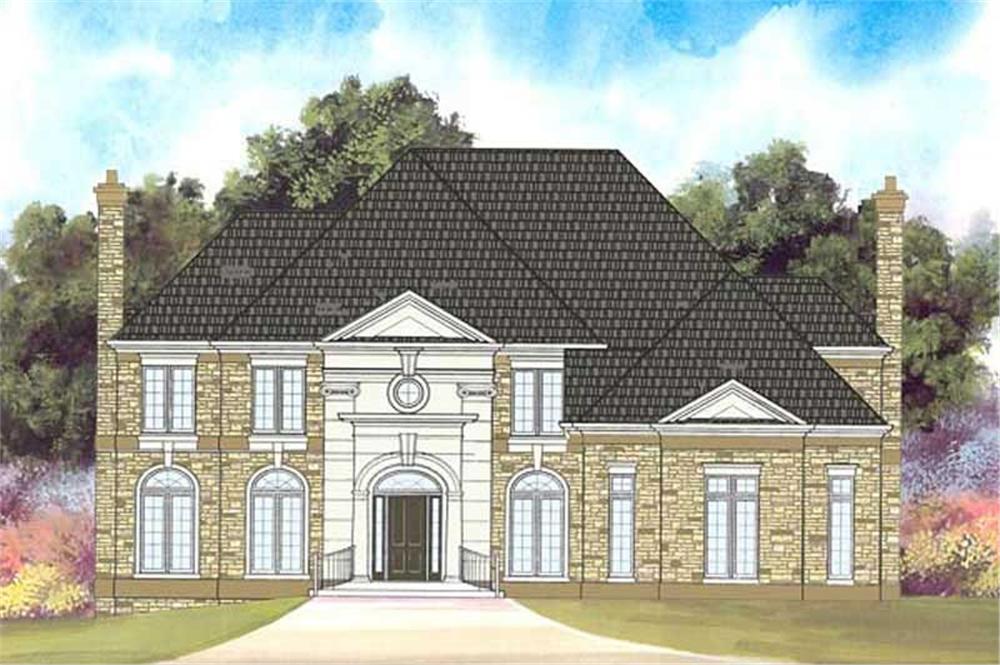 Front elevation of European home (ThePlanCollection: House Plan #106-1005)